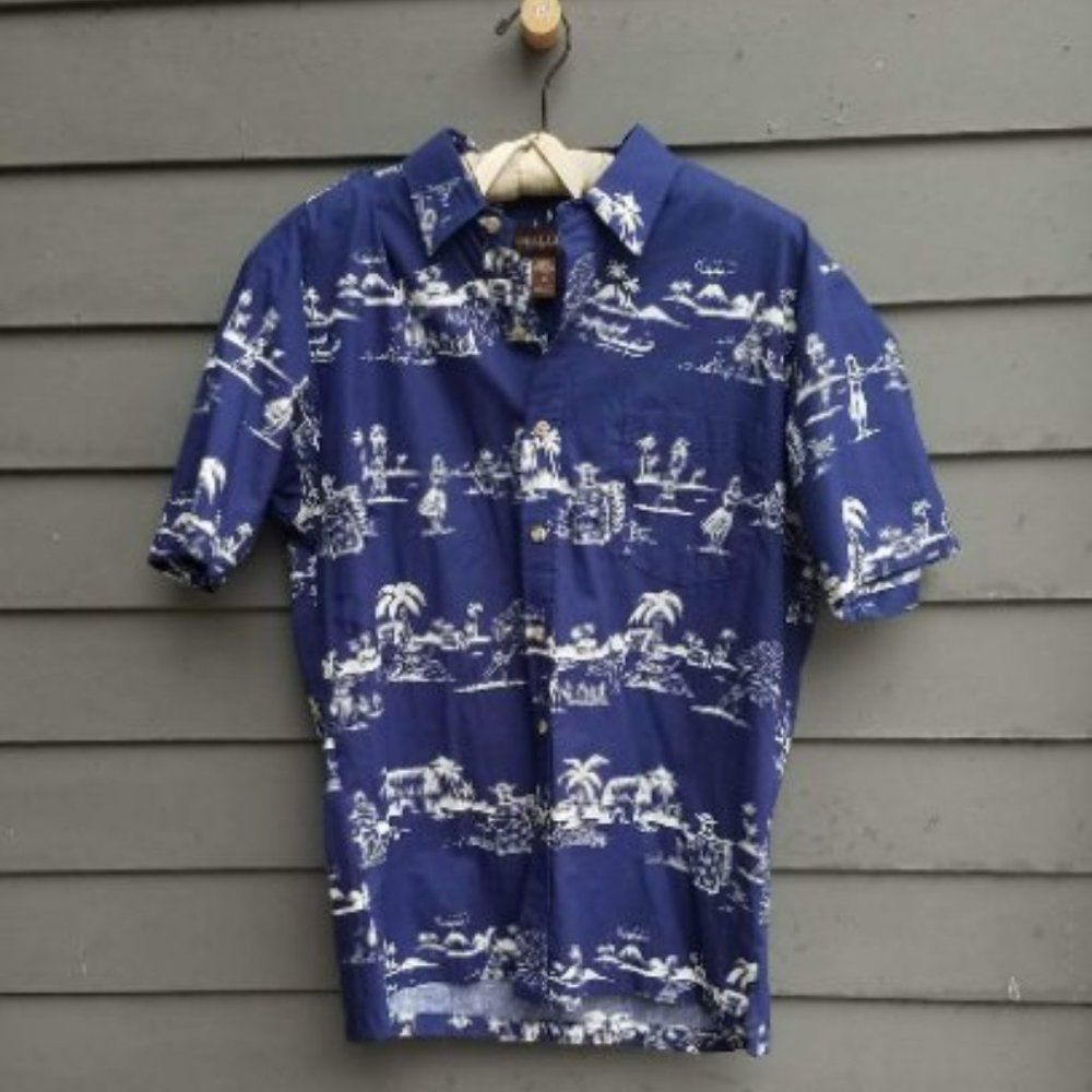 Mens Cookie Street Hawaiian Blue Shirt Size Medium